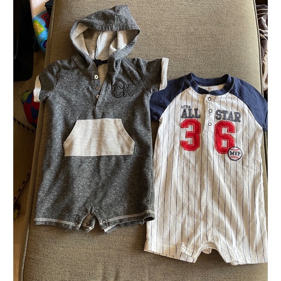 Bundle Calvin Klein & Carter’s 18M Toddler Baby Boy Kids Bodysuit Top Shorts EUC - Picture 1 of 8